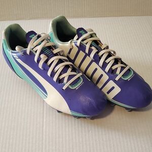 New,Puma Purple and Green Athletic Cleats with Synthetic Leather Upper
